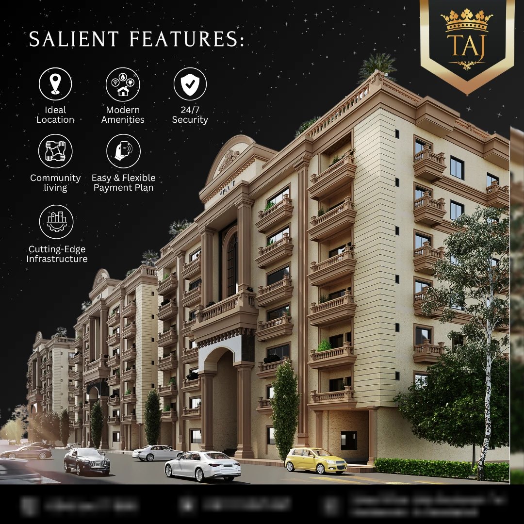 Taj Maskan features post: salient features beside a street-level render